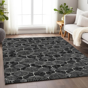 HomeRoots 8' X 10' Stylish Black And Ivory Geometric Area Rug – Durable, Washable, UV Protected For High-Traffic Homes 661879