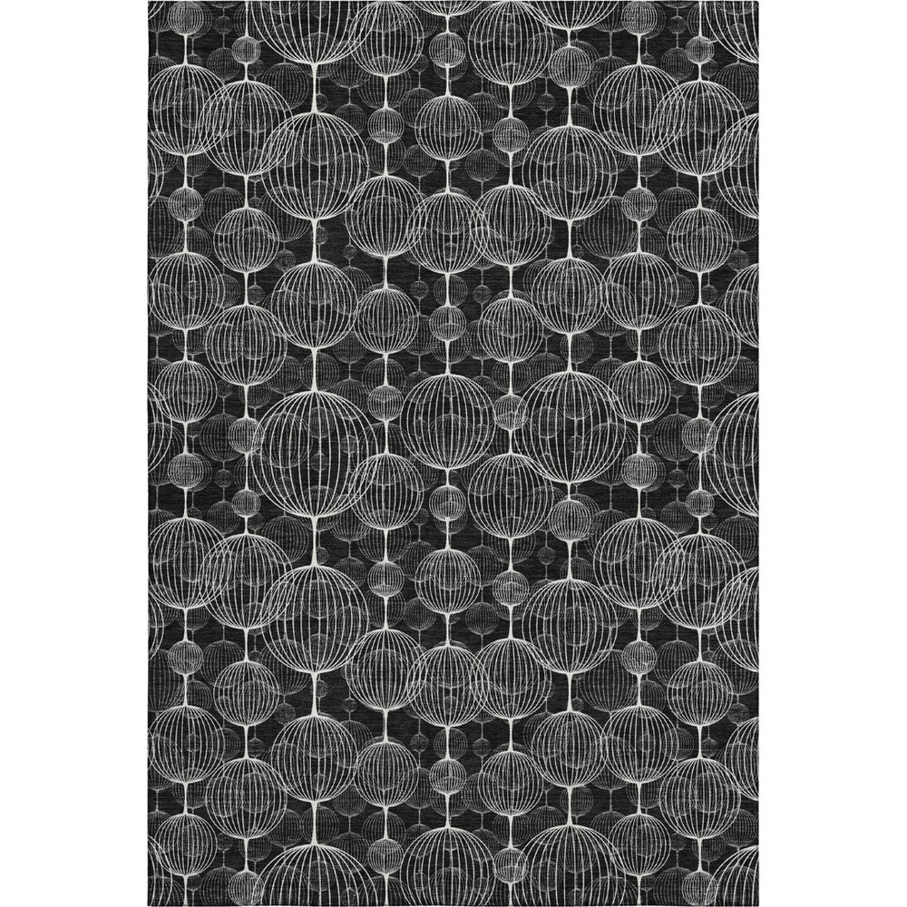 HomeRoots 8' X 10' Stylish Black And Ivory Geometric Area Rug – Durable, Washable, UV Protected For High-Traffic Homes 661879
