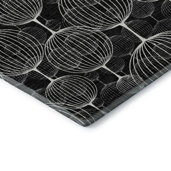 HomeRoots 8' X 10' Stylish Black And Ivory Geometric Area Rug – Durable, Washable, UV Protected For High-Traffic Homes 661879