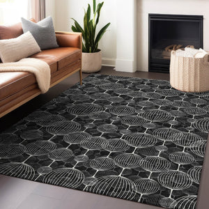HomeRoots 8' X 10' Stylish Black And Ivory Geometric Area Rug – Durable, Washable, UV Protected For High-Traffic Homes 661879