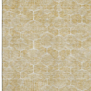 HomeRoots 8' X 10' Gold and Ivory Geometric Area Rug - Washable, Stain-Resistant, UV Protected for Modern Spaces 661891