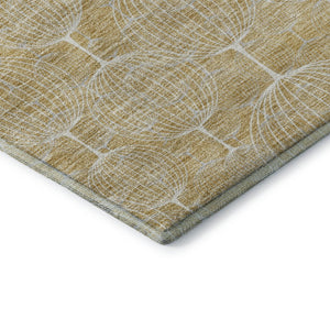 HomeRoots 9' X 12' Gold And Ivory Geometric Area Rug - Washable, Stain-Resistant with UV Protection & Modern Design 661892