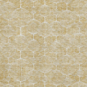 HomeRoots 10' Gold and Ivory Geometric Area Rug - Washable, UV-Protected, Durable Design for Modern Spaces 661893