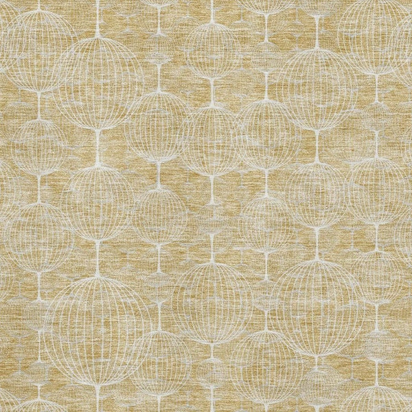 HomeRoots 10' Gold and Ivory Geometric Area Rug - Washable, UV-Protected, Durable Design for Modern Spaces 661893