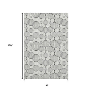 HomeRoots 8' X 10' Washable Graphite & Silver Geometric Area Rug with UV Protection for Modern Homes 661897