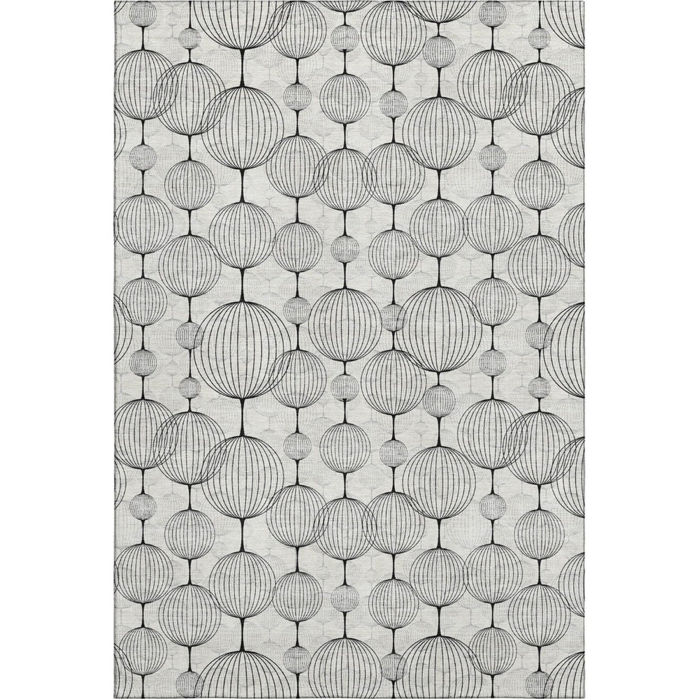 HomeRoots 8' X 10' Washable Graphite & Silver Geometric Area Rug with UV Protection for Modern Homes 661897