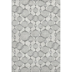 HomeRoots 8' X 10' Washable Graphite & Silver Geometric Area Rug with UV Protection for Modern Homes 661897