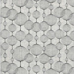 HomeRoots 8' X 10' Washable Graphite & Silver Geometric Area Rug with UV Protection for Modern Homes 661897