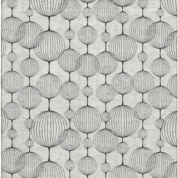 HomeRoots 8' X 10' Washable Graphite & Silver Geometric Area Rug with UV Protection for Modern Homes 661897