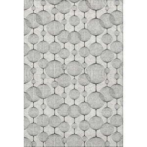 HomeRoots 8' X 10' Washable Graphite & Silver Geometric Area Rug with UV Protection for Modern Homes 661897