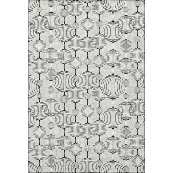 HomeRoots 8' X 10' Washable Graphite & Silver Geometric Area Rug with UV Protection for Modern Homes 661897