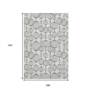 HomeRoots 9' X 12' Modern Graphite & Silver Geometric Washable Area Rug with UV Protection for Busy Homes 661898