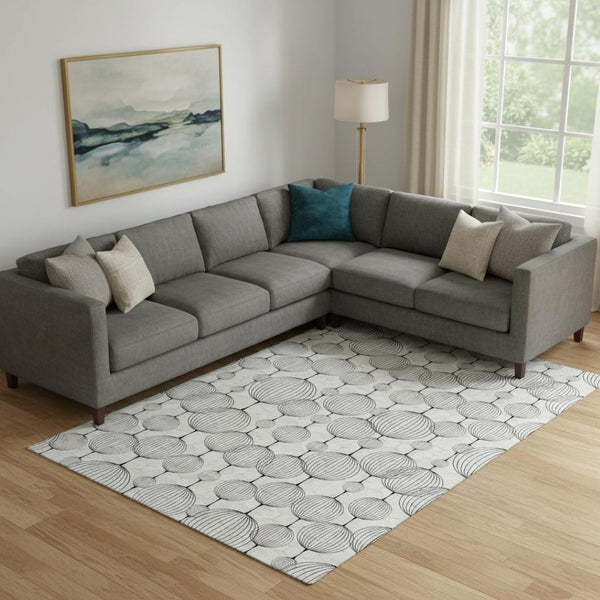 HomeRoots 10' X 14' Graphite & Silver Geometric Washable Area Rug - UV Protected, Durable, Modern Design 661899