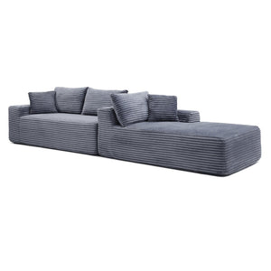 English Elm 105'' Modular L-shaped Sectional with Ottoman Deep Seat Corduroy Couch for Living Room W1117S00320