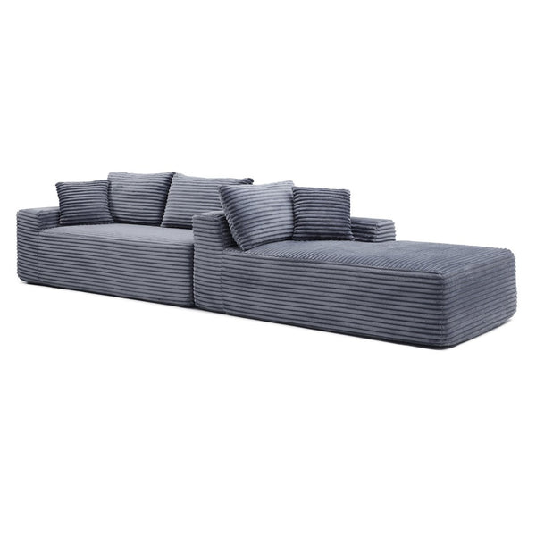 English Elm 105'' Modular L-shaped Sectional with Ottoman Deep Seat Corduroy Couch for Living Room W1117S00320