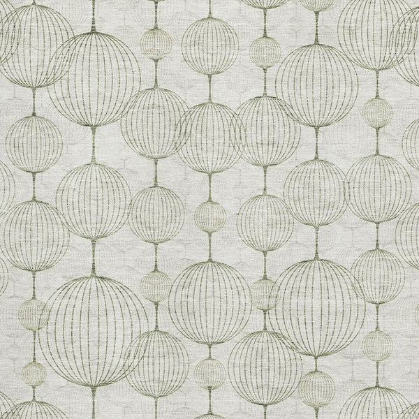 HomeRoots 5' X 8' Geometric Washable Area Rug - Stylish Green & Beige Design with UV Protection for Homes 661901