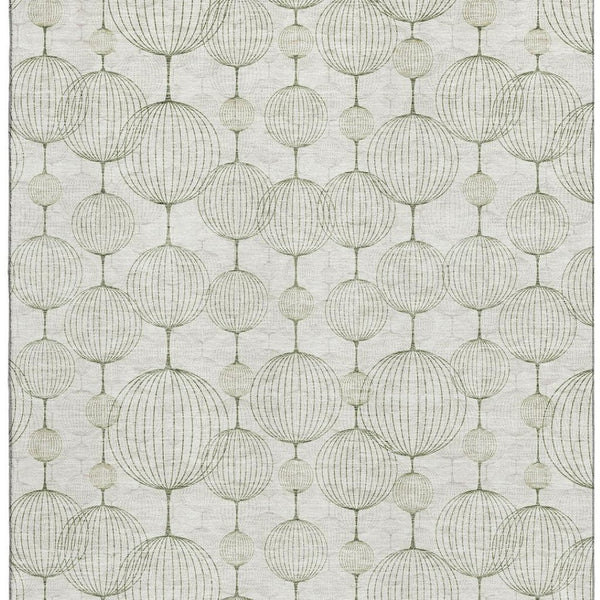 HomeRoots 5' X 8' Geometric Washable Area Rug - Stylish Green & Beige Design with UV Protection for Homes 661901