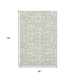 HomeRoots 8' X 10' Stylish Green & Beige Geometric Area Rug - Washable, UV Protected, Perfect for Homes! 661903