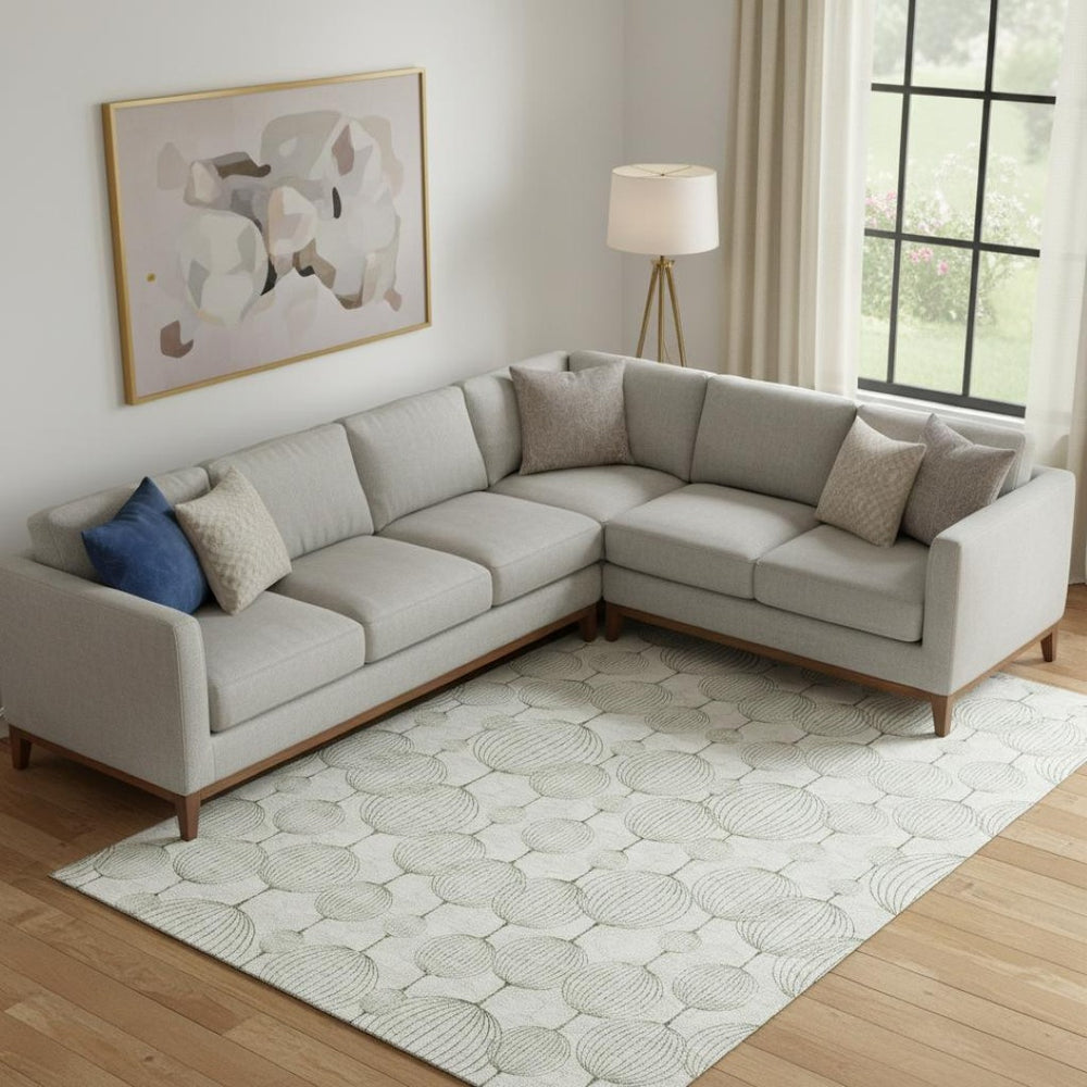 HomeRoots 8' X 10' Stylish Green & Beige Geometric Area Rug - Washable, UV Protected, Perfect for Homes! 661903