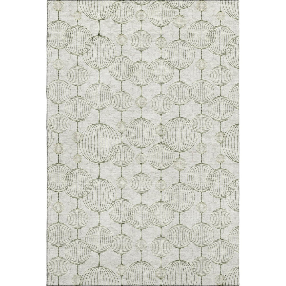 HomeRoots 8' X 10' Stylish Green & Beige Geometric Area Rug - Washable, UV Protected, Perfect for Homes! 661903