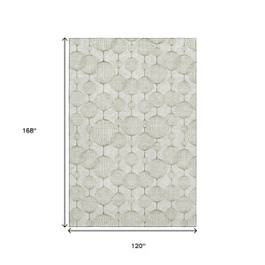 HomeRoots 10' X 14' Stylish Green and Beige Geometric Area Rug - Washable, UV Protected, Durable & Chic! 661905