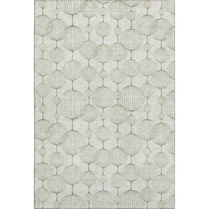 HomeRoots 10' X 14' Stylish Green and Beige Geometric Area Rug - Washable, UV Protected, Durable & Chic! 661905