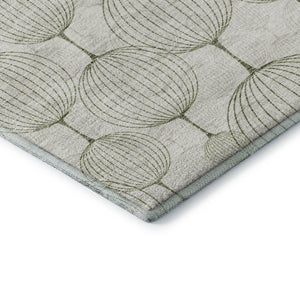HomeRoots 10' X 14' Stylish Green and Beige Geometric Area Rug - Washable, UV Protected, Durable & Chic! 661905