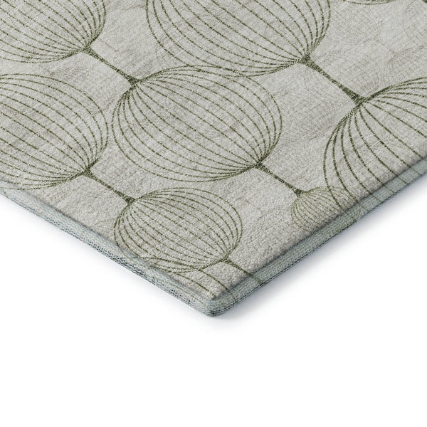 HomeRoots 10' X 14' Stylish Green and Beige Geometric Area Rug - Washable, UV Protected, Durable & Chic! 661905