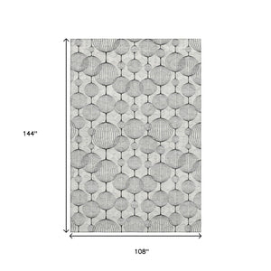 HomeRoots 9' X 12' Modern White & Gray Geometric Washable Area Rug - UV Protected, Durable, Easy-Care Design 661910