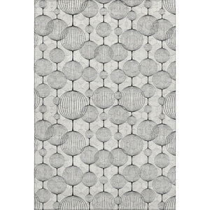 HomeRoots 9' X 12' Modern White & Gray Geometric Washable Area Rug - UV Protected, Durable, Easy-Care Design 661910