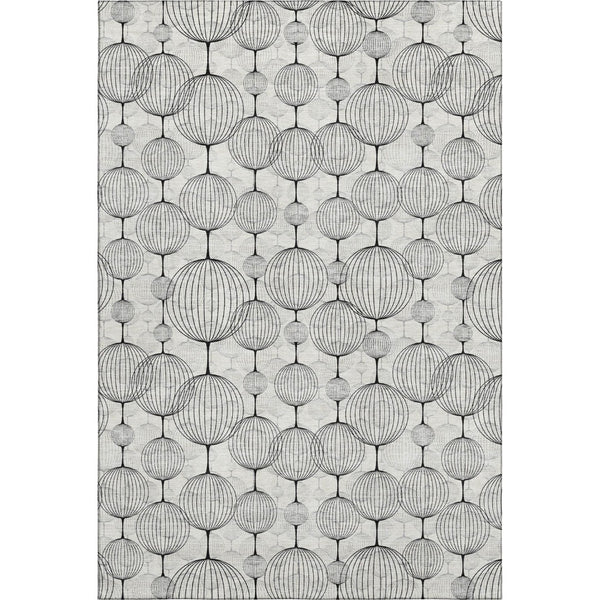 HomeRoots 9' X 12' Modern White & Gray Geometric Washable Area Rug - UV Protected, Durable, Easy-Care Design 661910