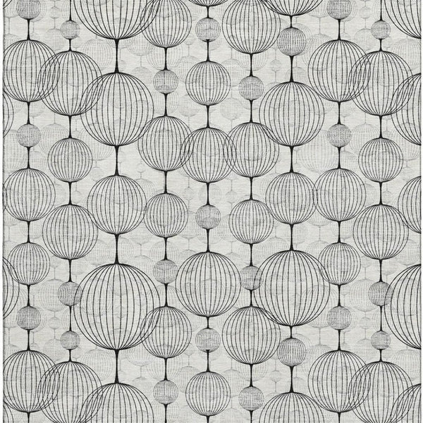 HomeRoots 9' X 12' Modern White & Gray Geometric Washable Area Rug - UV Protected, Durable, Easy-Care Design 661910