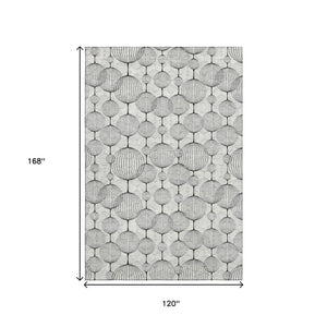 HomeRoots 10' X 14' White & Gray Geometric Washable Area Rug - Stylish, Durable, UV-Protected for Family Spaces 661911