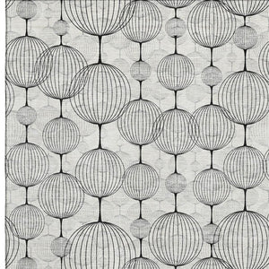 HomeRoots 10' X 14' White & Gray Geometric Washable Area Rug - Stylish, Durable, UV-Protected for Family Spaces 661911