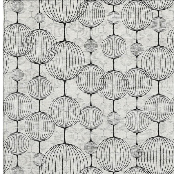 HomeRoots 10' X 14' White & Gray Geometric Washable Area Rug - Stylish, Durable, UV-Protected for Family Spaces 661911
