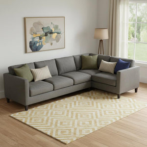 HomeRoots 8' X 10' Gold And Ivory Geometric Area Rug - Washable, UV Protected, Perfect for High-Traffic Spaces! 661927