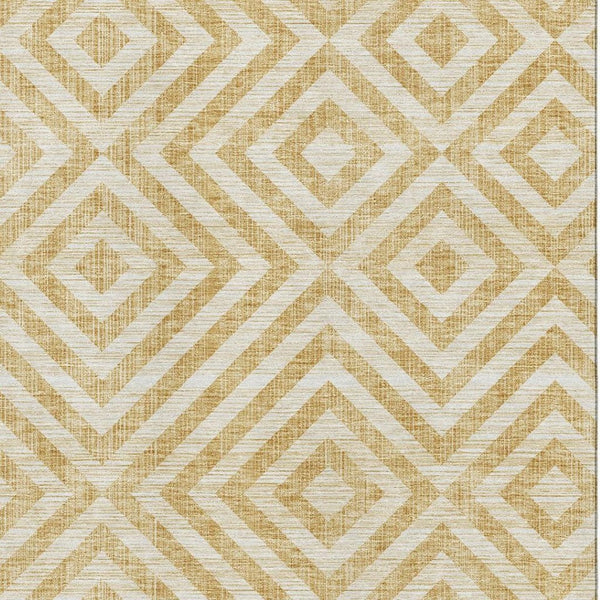 HomeRoots 8' X 10' Gold And Ivory Geometric Area Rug - Washable, UV Protected, Perfect for High-Traffic Spaces! 661927
