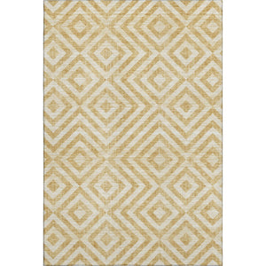 HomeRoots 9' X 12' Modern Gold and Ivory Geometric Area Rug - Washable, UV Protected, Durable for High-Traffic Homes 661928