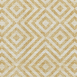 HomeRoots 10' Gold and Ivory Geometric Washable Area Rug - UV Protected, Stain Resistant for Modern Spaces 661929