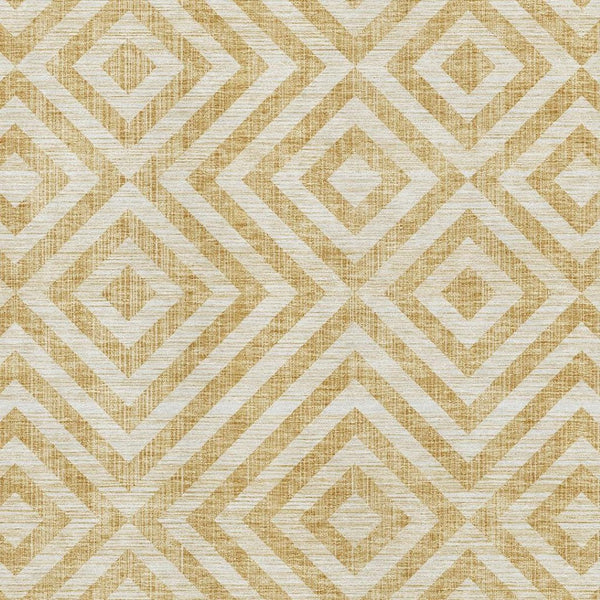 HomeRoots 10' Gold and Ivory Geometric Washable Area Rug - UV Protected, Stain Resistant for Modern Spaces 661929