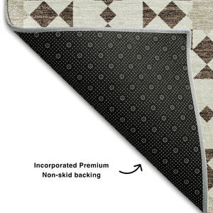 HomeRoots 5' X 8' Brown And Ivory Geometric Area Rug – Stylish, Washable, Stain Resistant, UV Protected Design! 661991