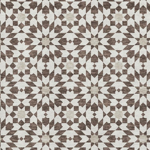 HomeRoots 5' X 8' Brown And Ivory Geometric Area Rug – Stylish, Washable, Stain Resistant, UV Protected Design! 661991
