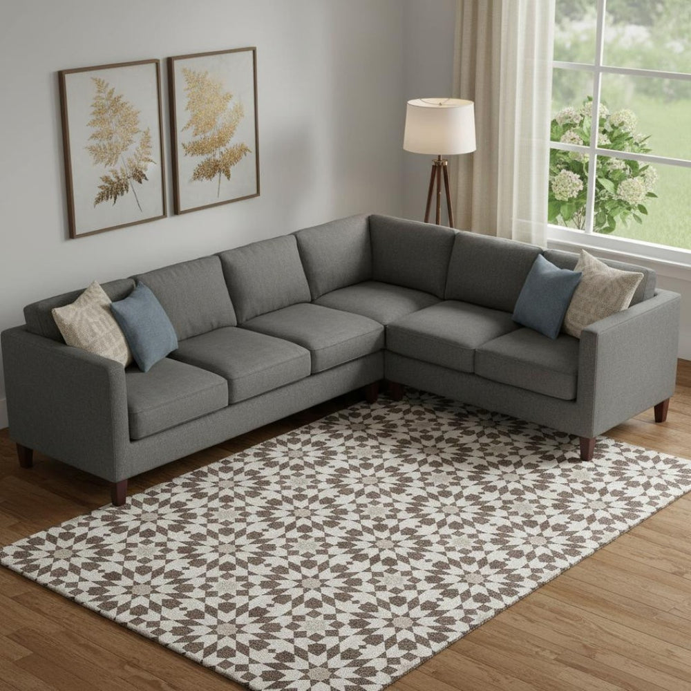 HomeRoots 8' X 10' Stylish Brown and Ivory Geometric Washable Rug with UV Protection for Busy Homes 661993