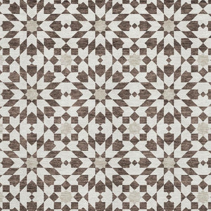 HomeRoots 8' X 10' Stylish Brown and Ivory Geometric Washable Rug with UV Protection for Busy Homes 661993