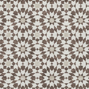 HomeRoots 9' X 12' Brown & Ivory Geometric Washable Area Rug - Durable, UV Protected, Perfect for Families 661994