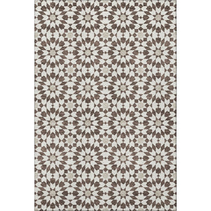 HomeRoots 9' X 12' Brown & Ivory Geometric Washable Area Rug - Durable, UV Protected, Perfect for Families 661994