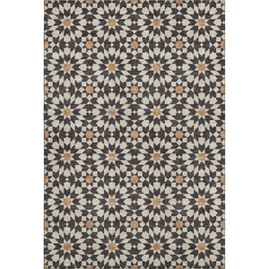 HomeRoots 5' X 8' Charcoal, Silver & Copper Geometric Washable Area Rug - UV Resistant, Perfect for Families! 661997