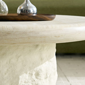 English Elm 35.04''fiberglass Round Coffee Table Faux Marble Finish Low Profile Modern Living Room W2582S00200