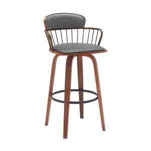 English Elm Willow Swivel Barstool Walnut Frame with Faux Leather Seat for Kitchen Island or Home Bar B2736P464840