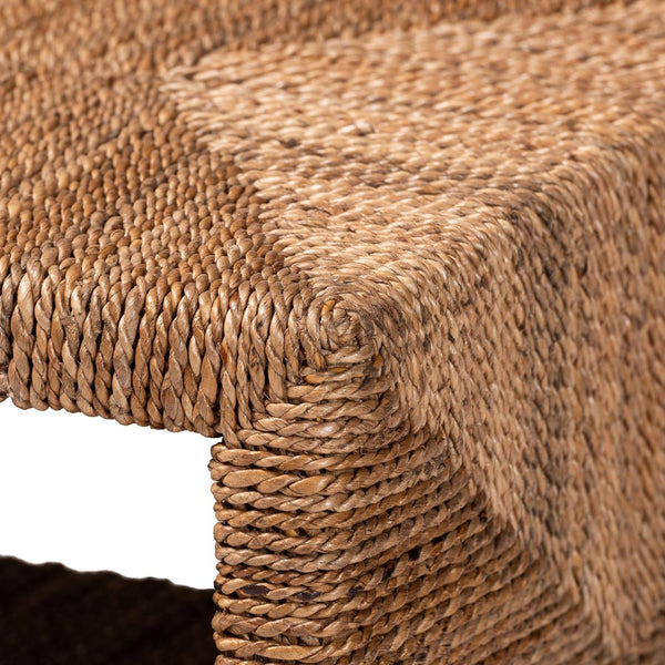 English Elm Round Handwoven Rattan Drum Side Table Organic Wicker Accent for Living or Sunroom B2750P467769